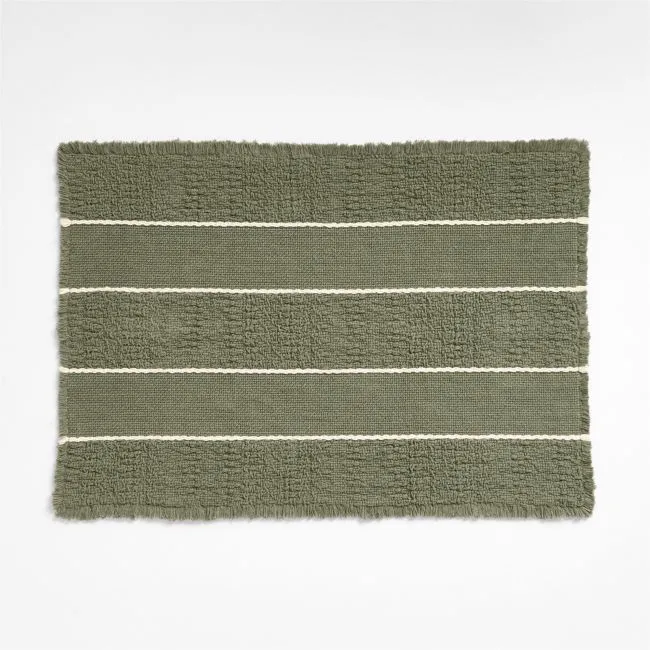 Jacquard Stripe Shadow Sage and Undyed Bath Mat 24"x36"