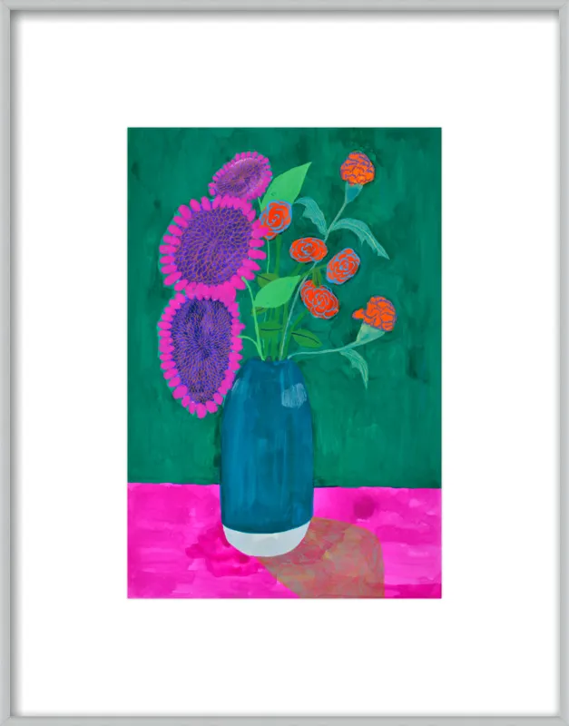 vase with sunflowers and carnations  by Christiane Drapela for Artfully Walls