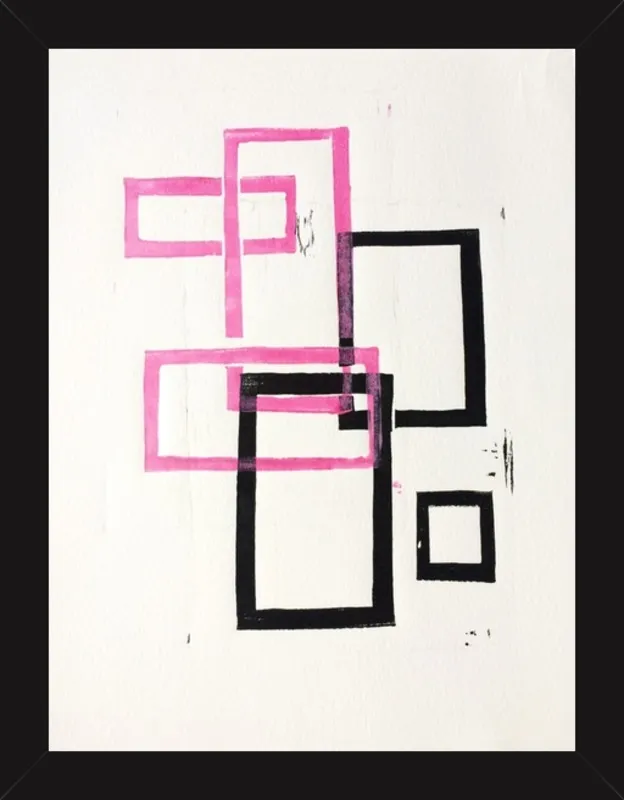 Pink and Black Geometric Squares x2 by Stacy Rajab for Artfully Walls