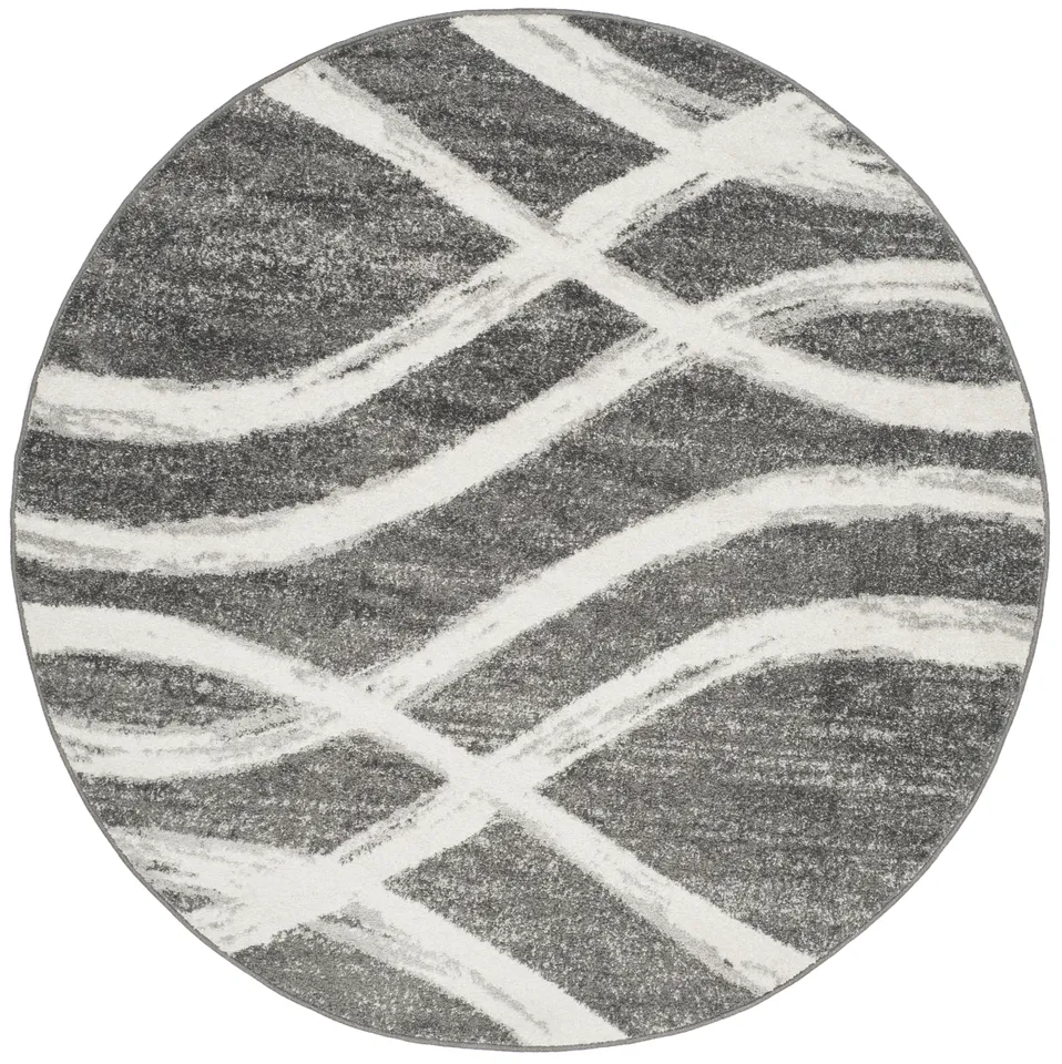 Arlo Home Woven Area Rug, ADR125R, Charcoal/Ivory,  6' X 6' Round