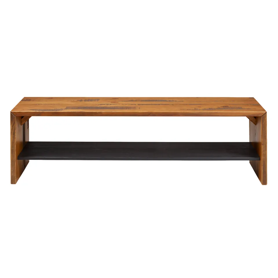 Alpine 58" Rustic Two-Tone Solid Wood Entry Bench - Amber