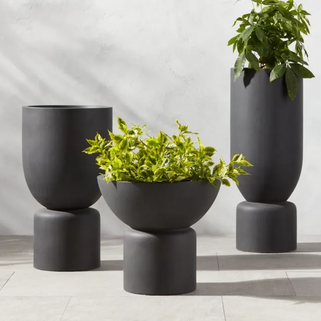 Flatform Round Dark Grey Cement Indoor/Outdoor Planter Set of 3