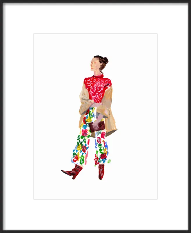Woman in Floral Print Pants by Jackie Mancuso for Artfully Walls