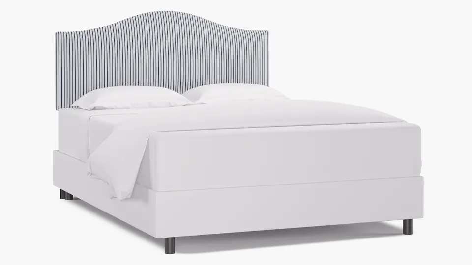 Camelback Headboard, Black Classic Ticking Stripe, Queen