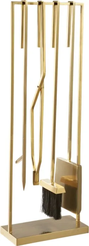 4-Piece Bend Gold Standing Fireplace Tool Set