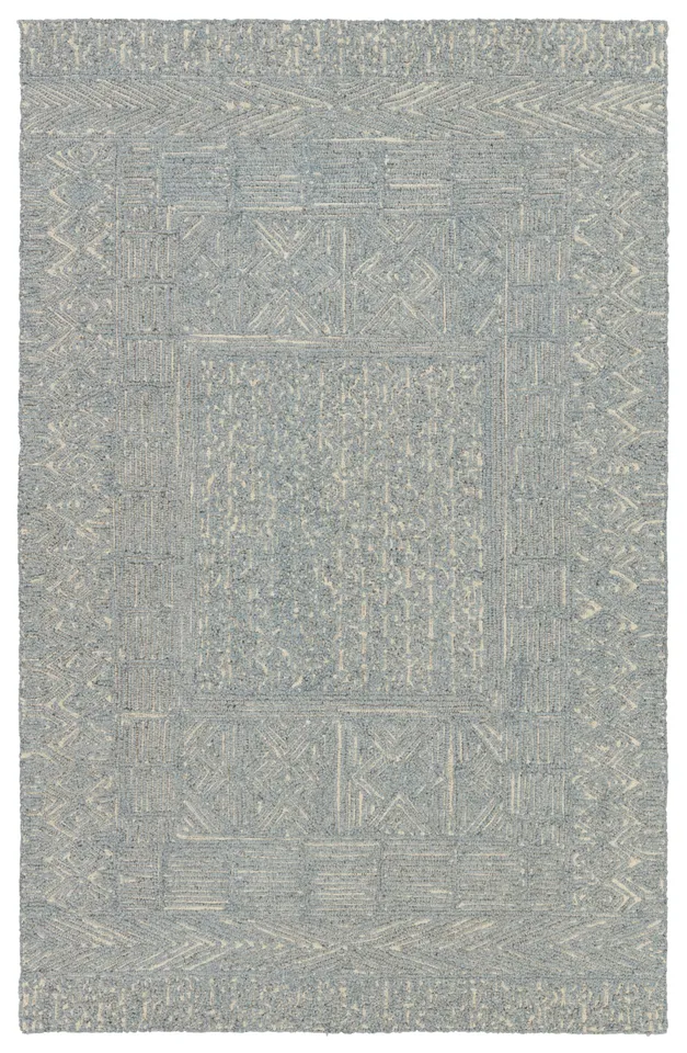 Viatte Handmade Geometric Blue/ Cream Area Rug (10'X14')