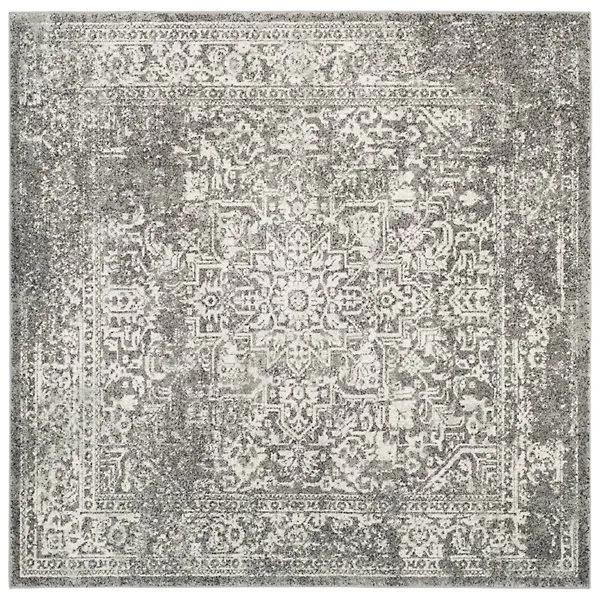 Evermere Distressed Medallion Grey Area Rug
