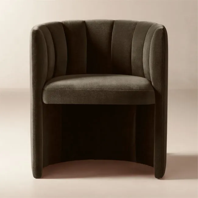Clark Mink Faux Mohair Dining Armchair Set of 4