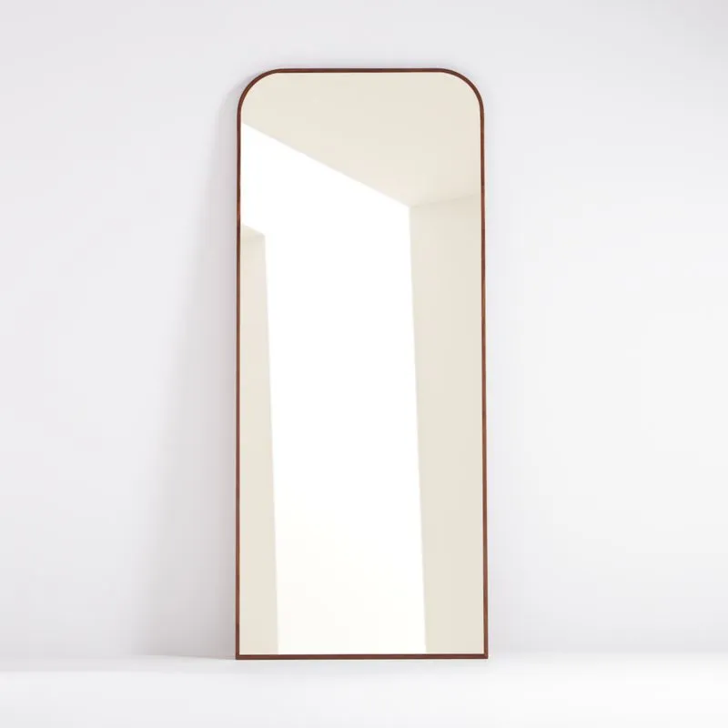 Edge Walnut Arch Rectangle Floor Mirror 32"x76"