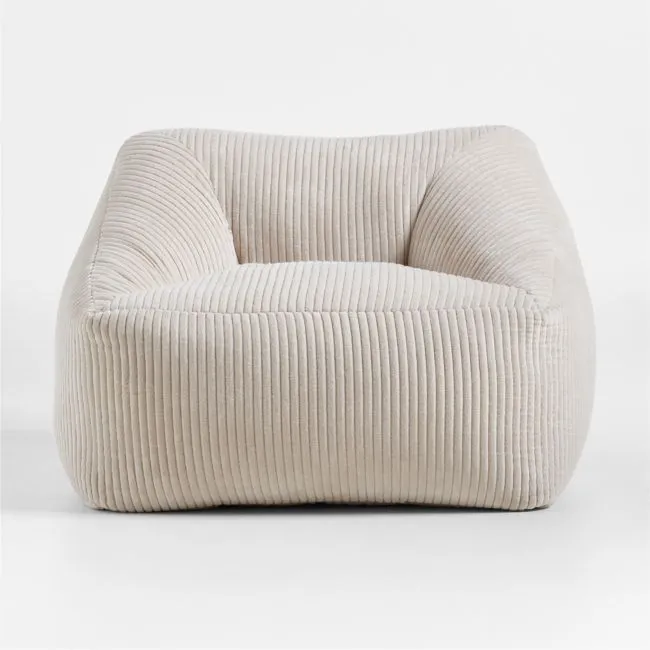 Charlie Stone Tan Velvet Corduroy Kids Lounge Chair