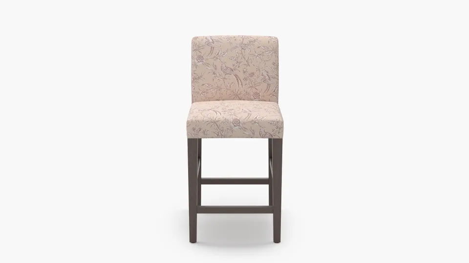 Signature Dining Counter Stool, Blush Aviary, Espresso Square Tapered Leg