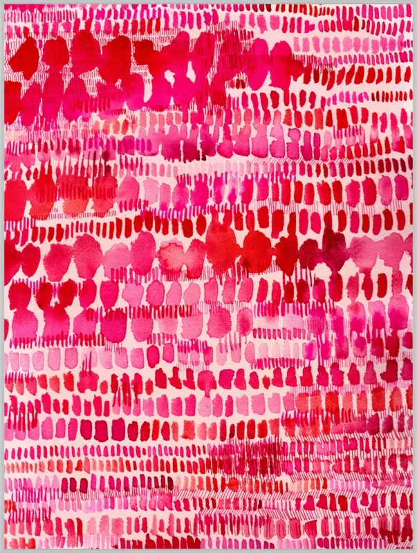 Pink and Red Watercolor Patterns Wall Art  by Paula Mills for Artfully Walls