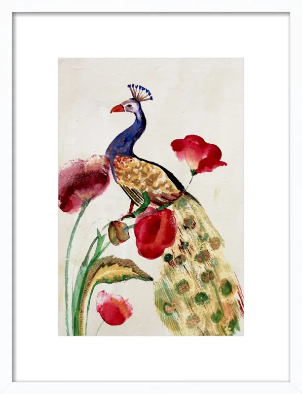 blue gold peacock by Ruti Shaashua for Artfully Walls