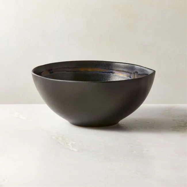 Hyacinth Black Soup Bowl with Reactive Glaze