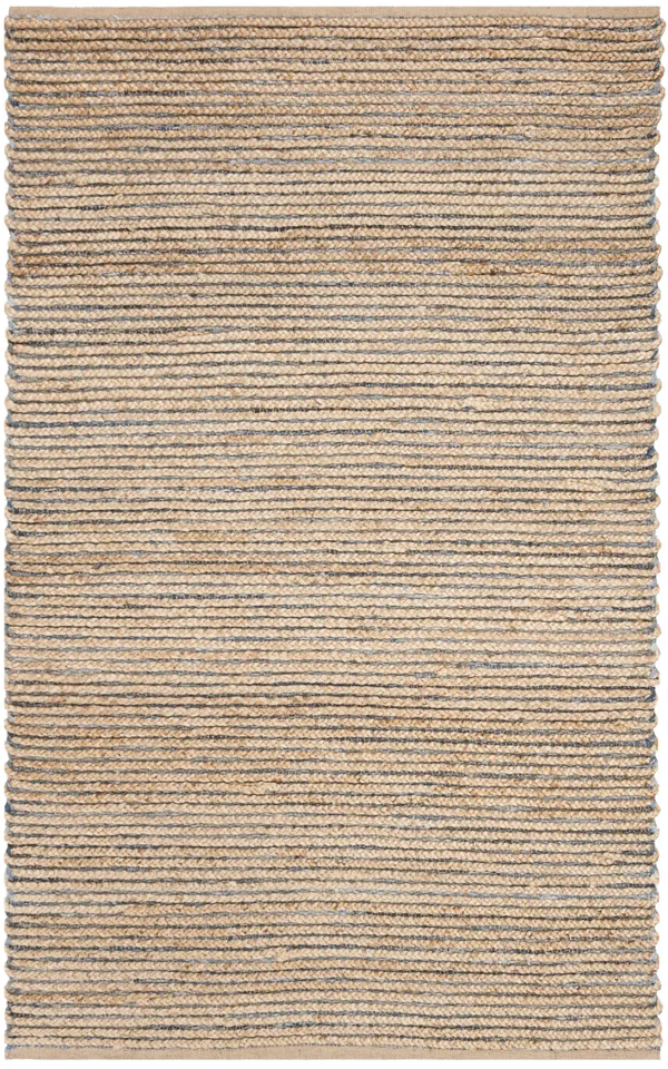 Arlo Home Hand Woven Area Rug, CAP307M, Natural/Blue,  4' X 6'