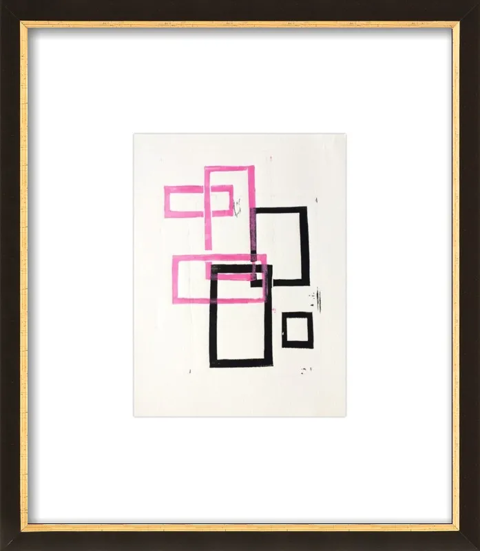 Pink and Black Geometric Squares x2 by Stacy Rajab for Artfully Walls
