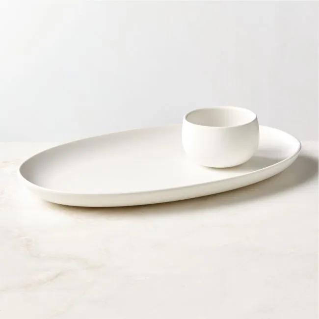 Mori Matte White Chip and Dip Set of 2