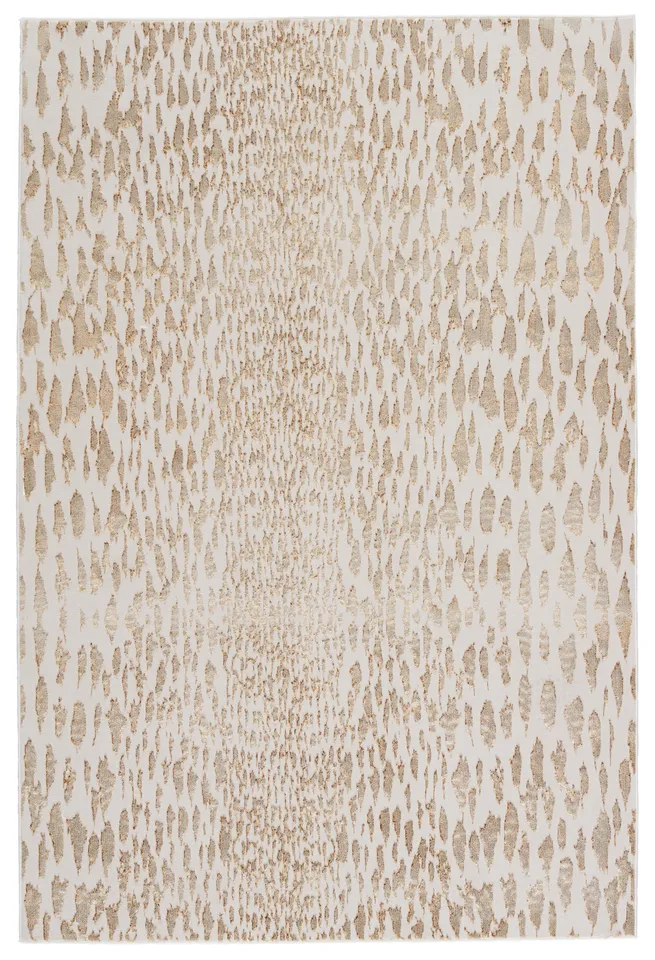 Nikki Chu by Kimball Animal Pattern Ivory/ Gold Runner Rug (2'2"X8')
