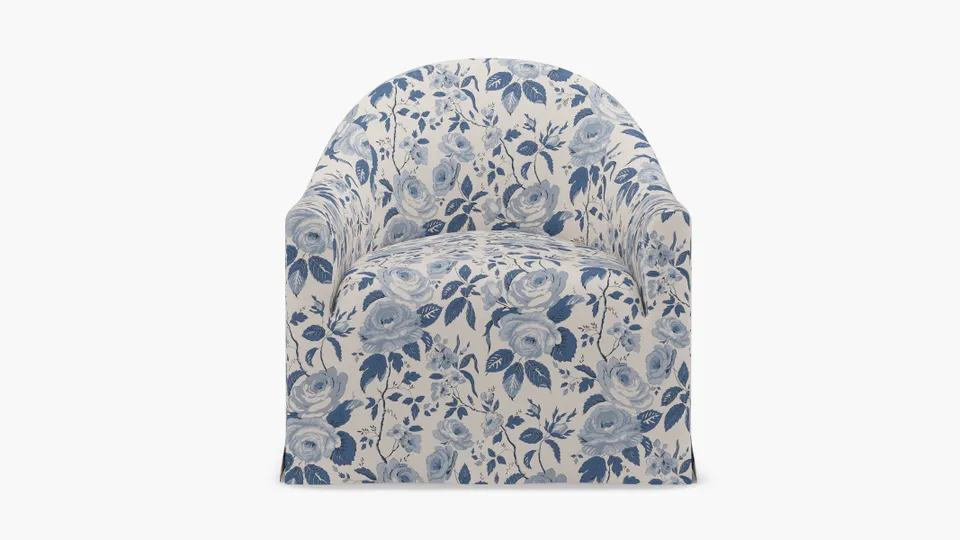 Slipcover Swivel Chair, Delft Chintz