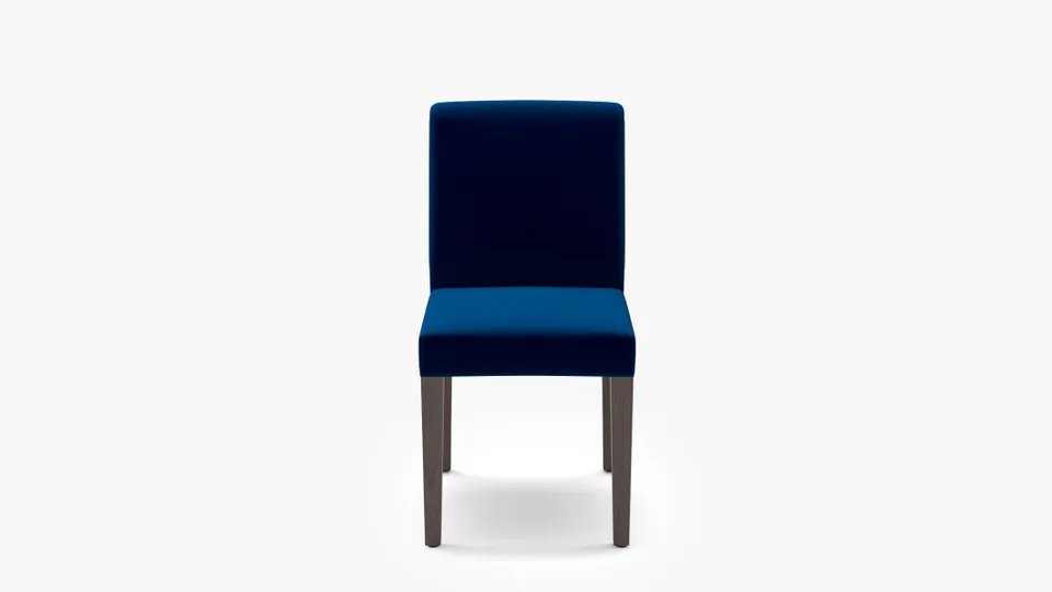 Signature Dining Chair, Cobalt Performance Plush Velvet, Espresso Square Tapered Leg