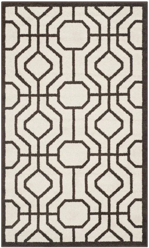 Arlo Home Indoor/Outdoor Woven Area Rug, AMT416J, Ivory/Brown,  3' X 5'