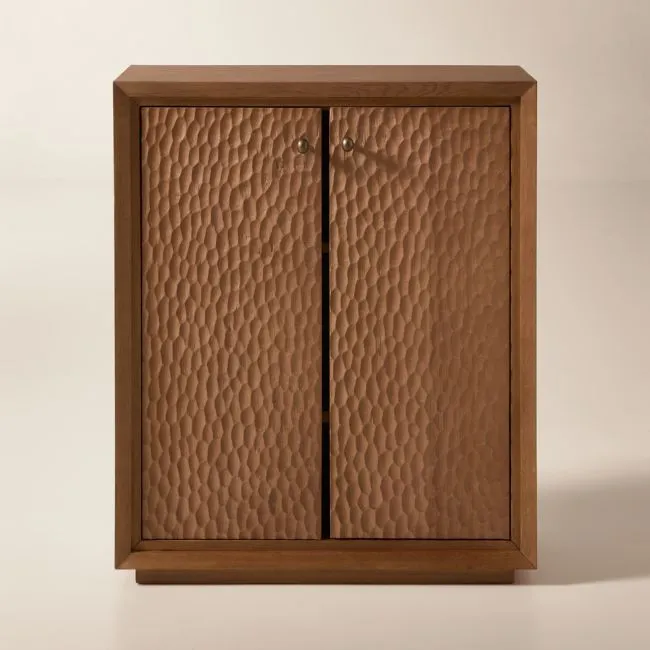 Hawk 32" Carved White Oak Entryway Cabinet