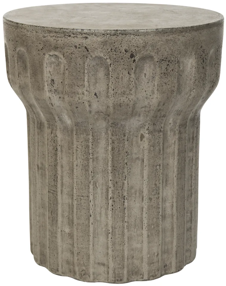 Vesta In/Outdoor Round Concrete 15.7" Accent Stool - Dark Grey
