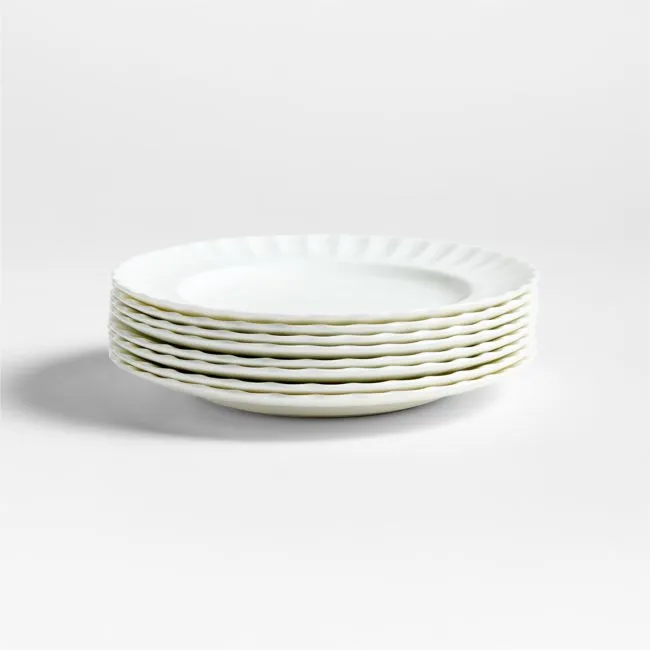 Capella White Bone China Salad Plates, Set of 8