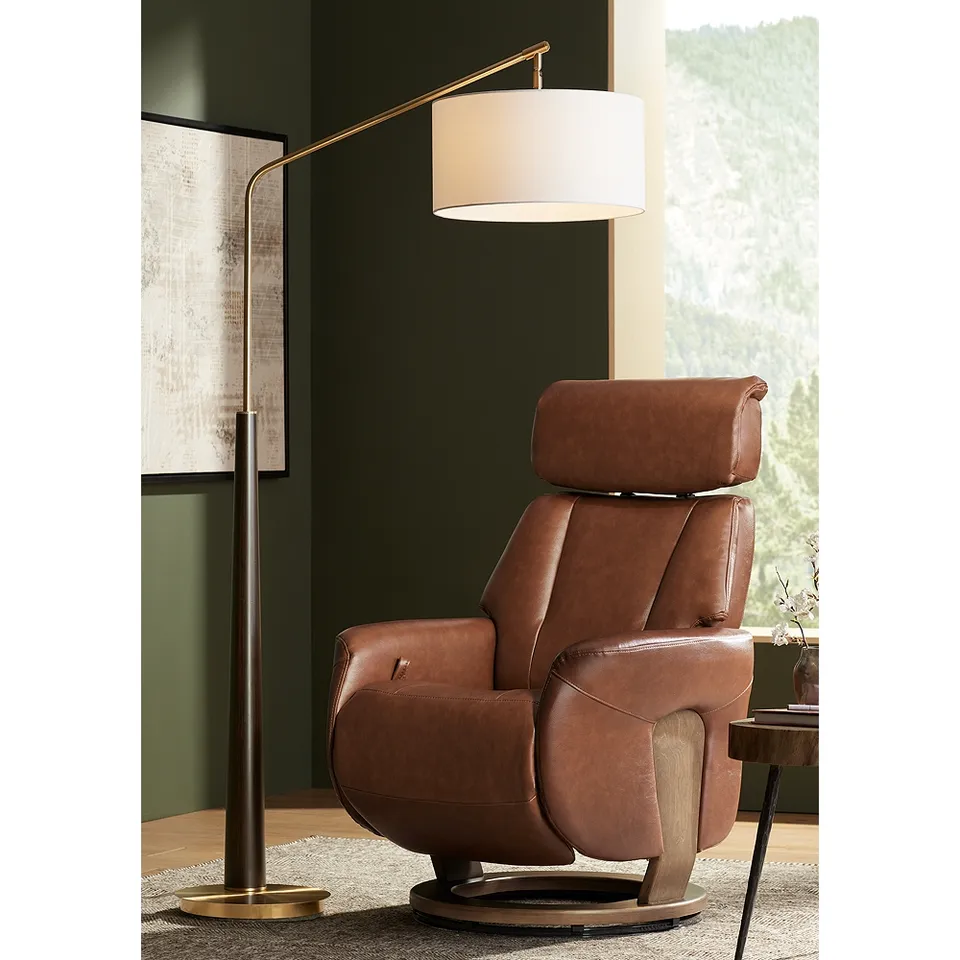 Possini Euro Pilar 72 1/2" Warm Gold and Espresso Arc Floor Lamp