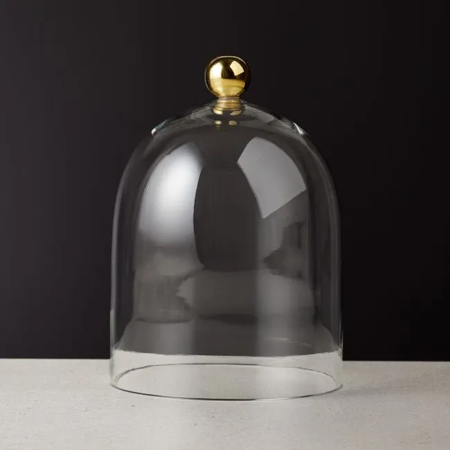 Glass Cloche with Unlacquered Brass Knob