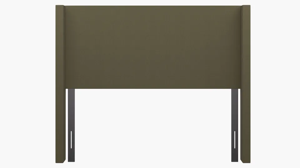 Modern Wingback Headboard, Olive Everyday Linen, Queen