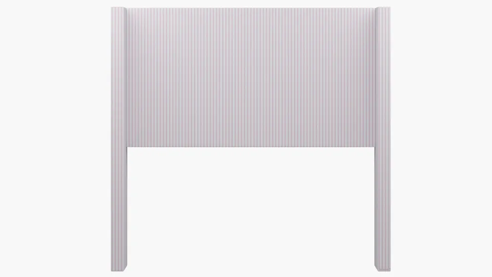 Modern Wingback Headboard, Pink Classic Ticking Stripe, Full