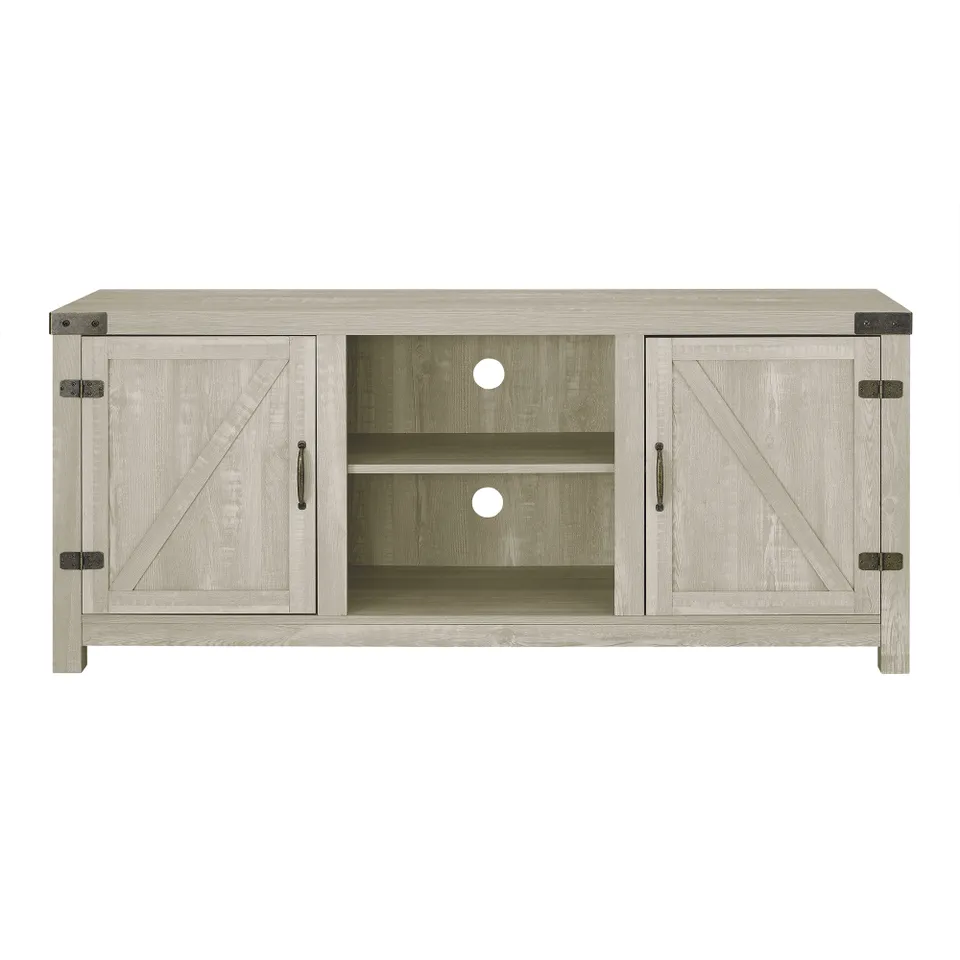 58" Farmhouse Barn Door TV Stand - Stone Grey 