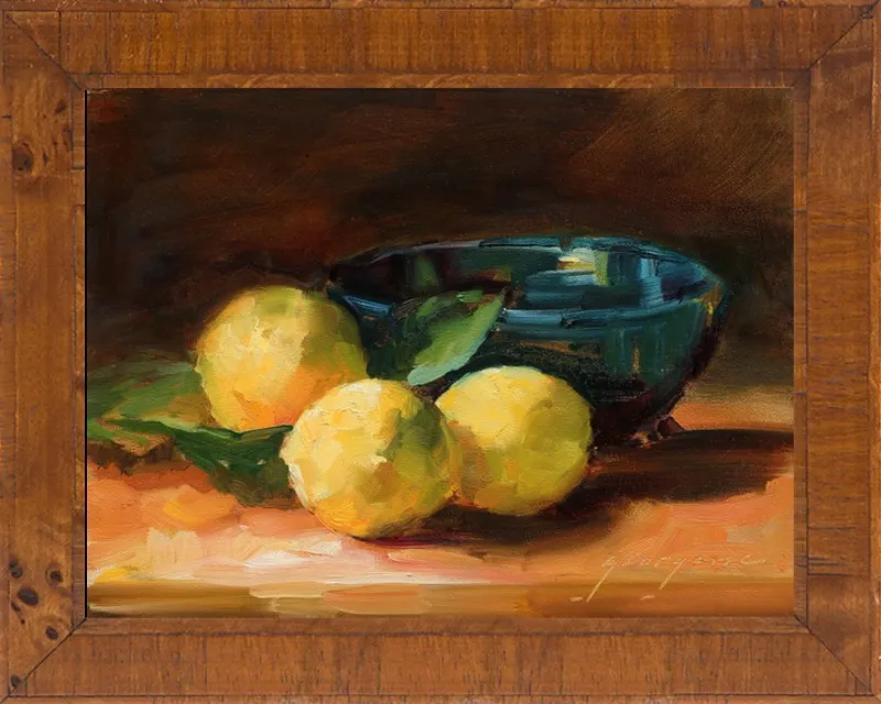 Lemons and Blue Bowl by Georgesse Gomez for Artfully Walls