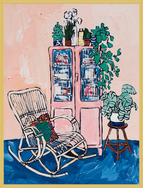 Rocking Chair In Pink Interior by Lara Lee Meintjes for Artfully Walls