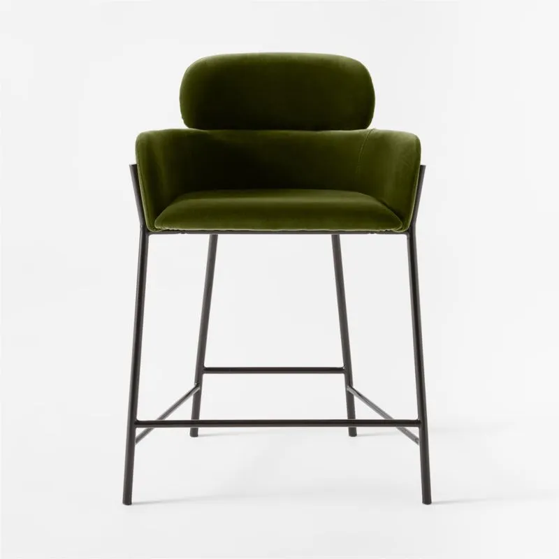 Azalea Green Velvet Counter Stool Set of 2
