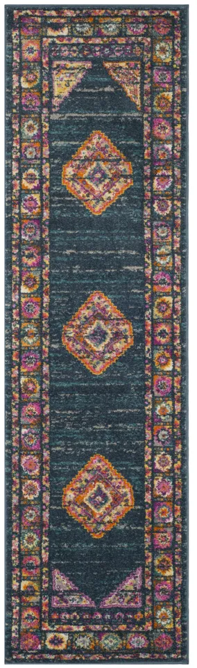 Arlo Home Woven Area Rug, MAD133C, Blue/Fuchsia,  2' 3" X 12'