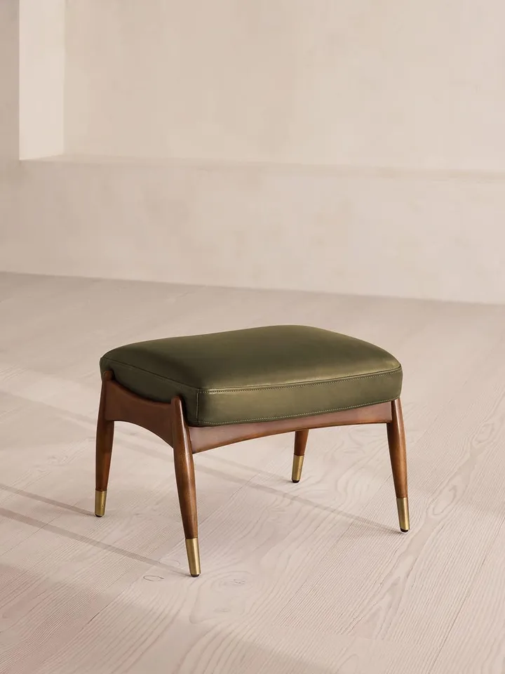 Theodore Footstool, Leather, Moss, US
