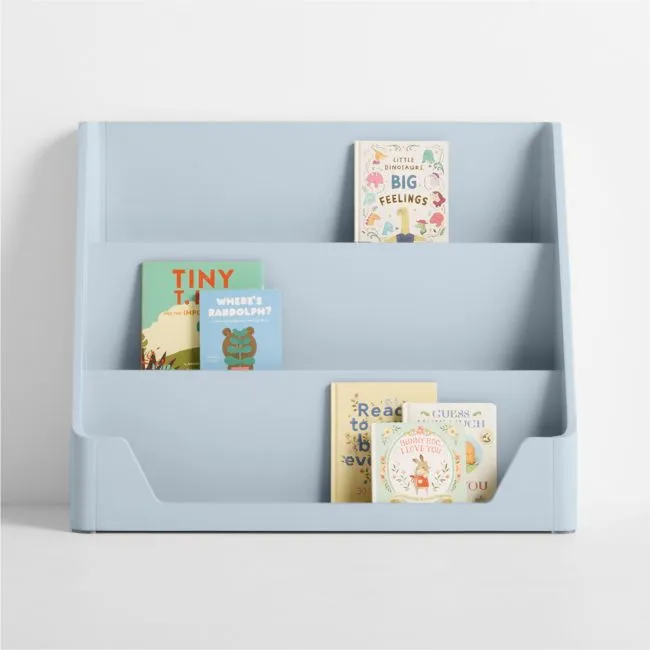 Scout Mist Blue Wood Kids Low Bookcase