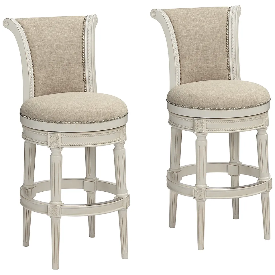 Oliver 30 1/2" Cream Fabric Swivel Bar Stools Set of 2