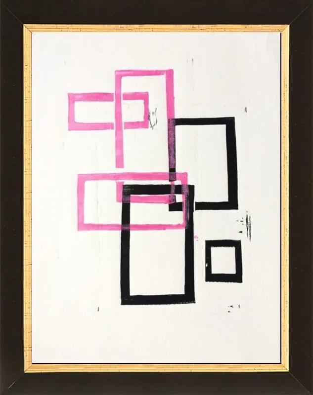 Pink and Black Geometric Squares x2 by Stacy Rajab for Artfully Walls