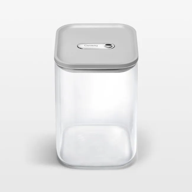 Caraway ® Grey Airtight 4.3-Qt. Large Glass Food Storage Container with Plastic and Silicone Lids