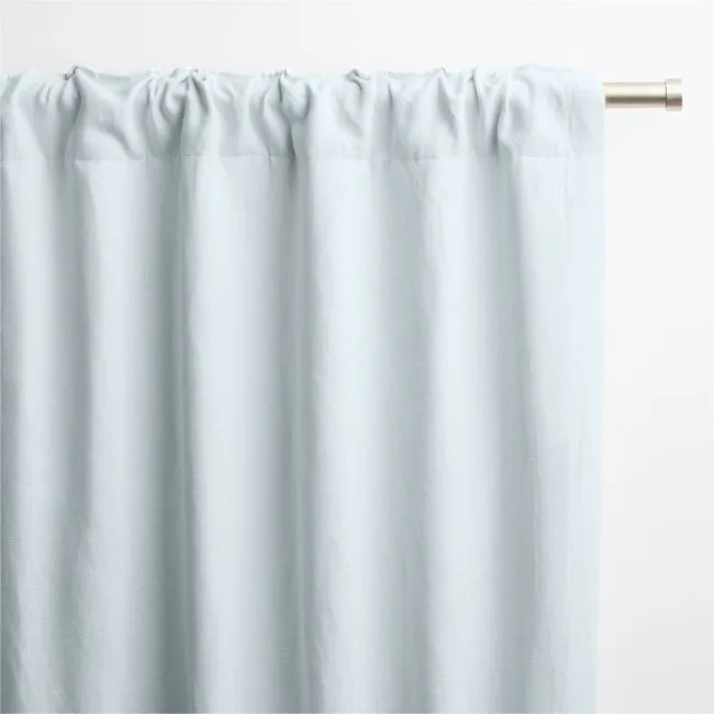 Pale Blue European Linen Blackout Window Curtain Panel 52"x108"