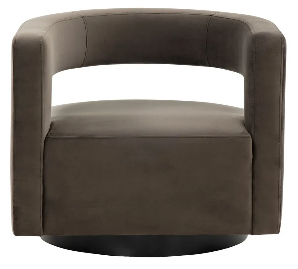 Edgar Velvet  Swivel Chair - Dark Brown