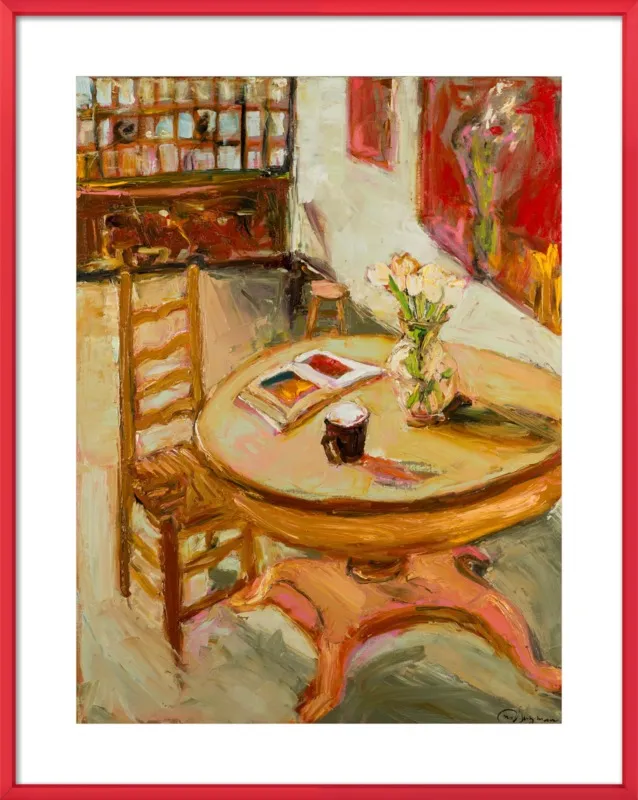 Still Life with open book on table by Ana Guzman for Artfully Walls