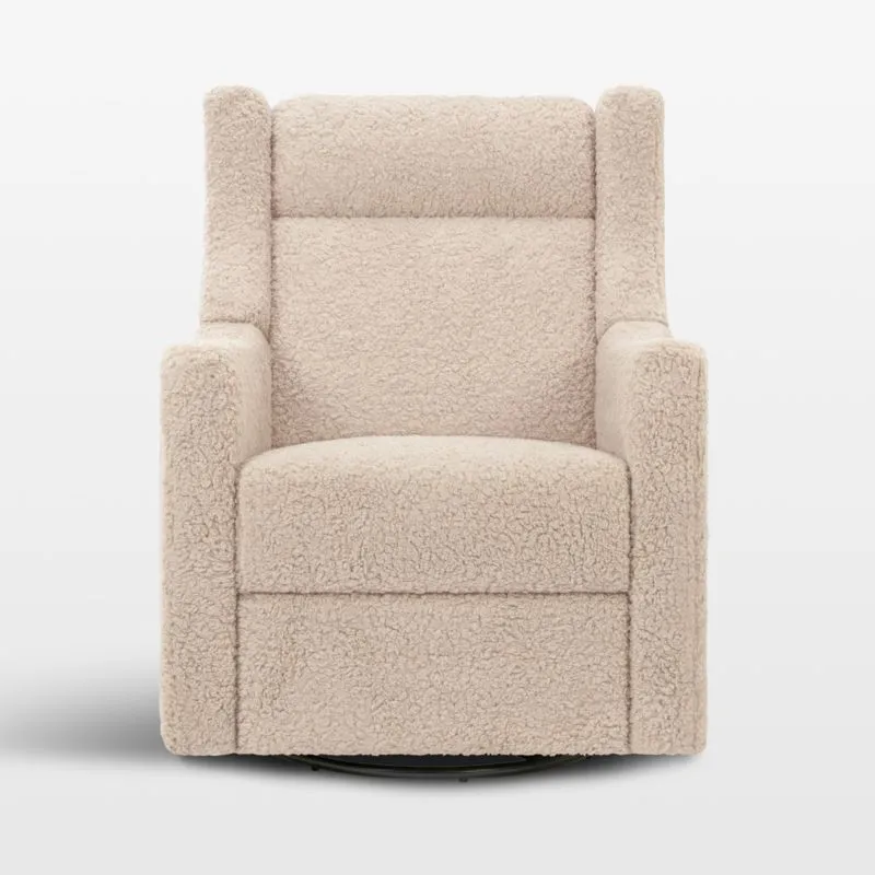 Babyletto Kiwi Deluxe Chai Shearling Nursery Electronic Swivel Glider Power Recliner with Heat Message