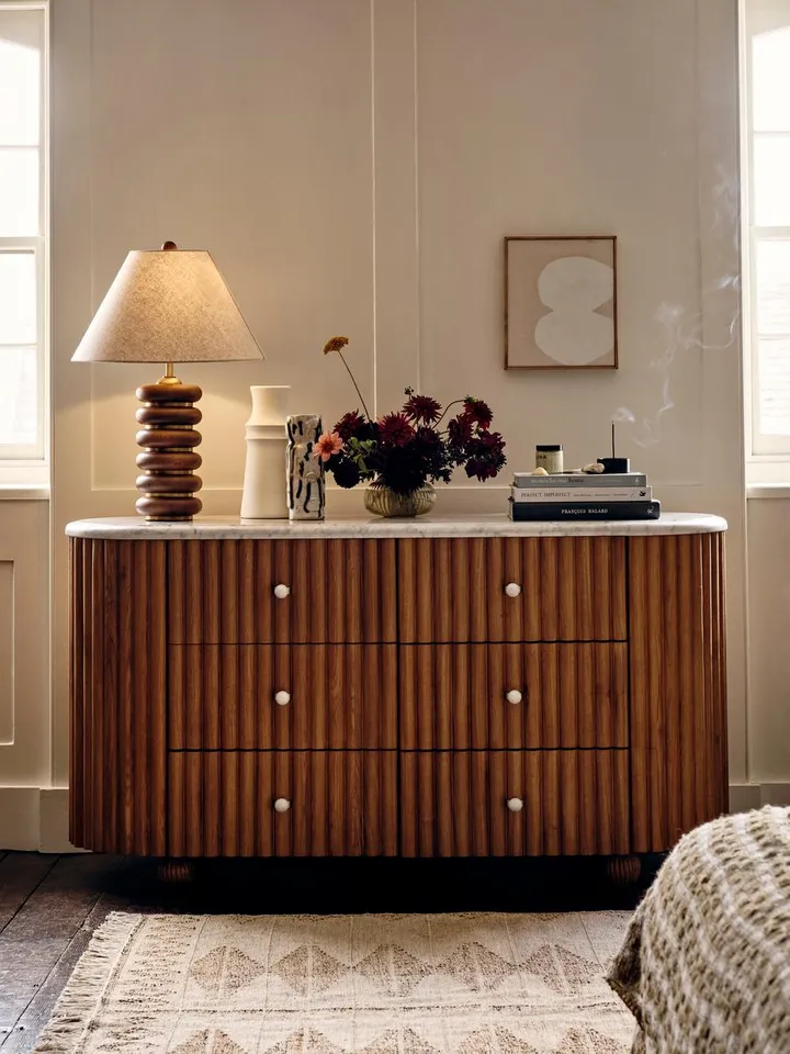 Carlisle Six Drawer Dresser, Carrara Marble