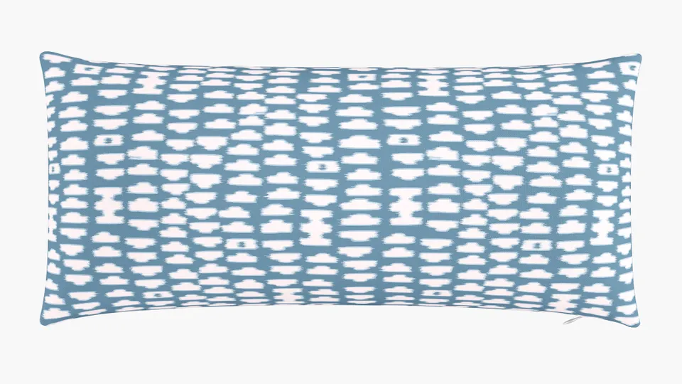 Outdoor 14" x 30" Lumbar Pillow, Dusty Blue Odalisque, 14" x 30"