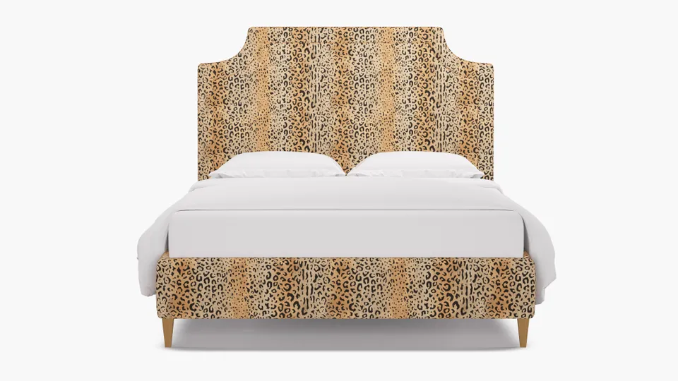 Deco Bed, Leopard, Natural Square Tapered Leg, King