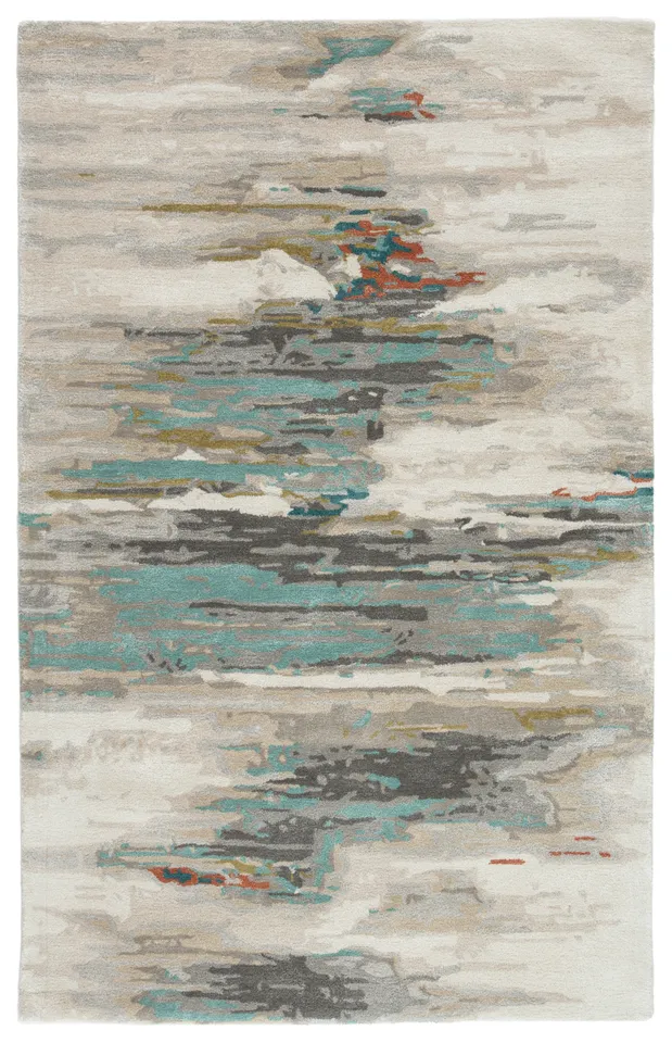 Ryenn Handmade Abstract Gray/ Blue Area Rug (8'X11')